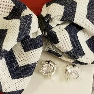 Dolphin Sterling silver stud earrings